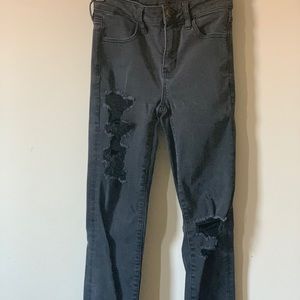 American eagle black ribbed skinny jeans